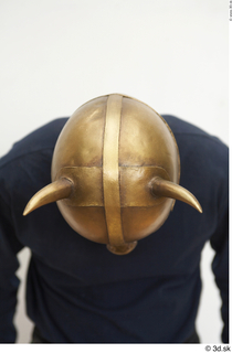 Medieval helmet with horns 1 Medieval gold head helmet horns…